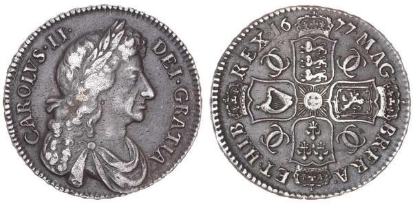 1/2 Crown 英格兰王国 銀 查理二世 (英格兰) (1630 - 1685)