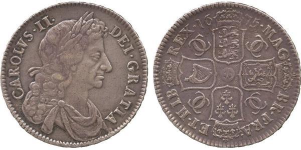 1/2 Crown 英格兰王国 銀 查理二世 (英格兰) (1630 - 1685)