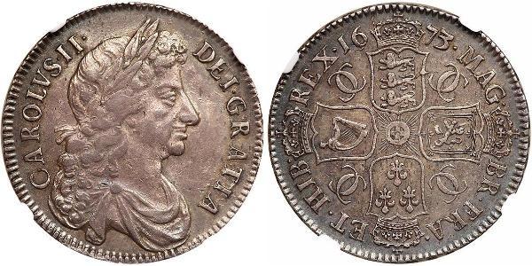 1/2 Crown 英格兰王国 銀 查理二世 (英格兰) (1630 - 1685)