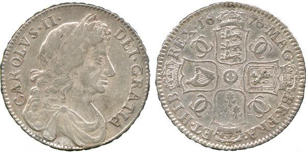 1/2 Crown 英格兰王国 銀 查理二世 (英格兰) (1630 - 1685)