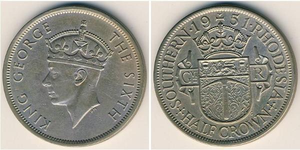 1/2 Crown 南羅德西亞 銅/镍 乔治六世 (1895-1952)