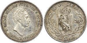 1/2 Daler Norvège Argent Oscar Ier de Suède (1799-1859)