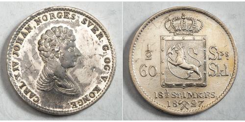 1/2 Daler Norvegia Argento Jean-Baptiste Jules Bernadotte (1763-1844)