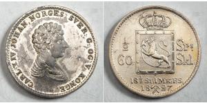 1/2 Daler Noruega Plata Carlos XIV Juan de Suecia (1763-1844)