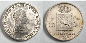 1/2 Daler Норвегія Срібло Карл XIV Юхан король Швеції (1763-1844)