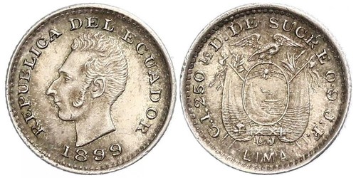 1/2 Decimo Ecuador Silber 