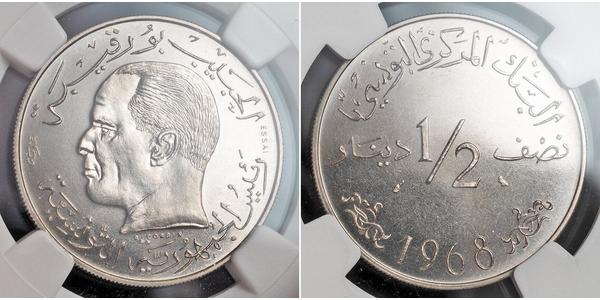 1/2 Denaro Tunisia Argento 