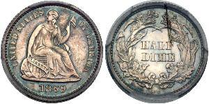 1/2 Dime / 5 Cent Estados Unidos de América (1776 - ) Cobre/Plata 