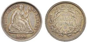 1/2 Dime / 5 Cent Estados Unidos de América (1776 - ) Cobre/Plata 