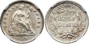 1/2 Dime / 5 Cent Estados Unidos de América (1776 - ) Cobre/Plata 