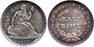 1/2 Dime / 5 Cent Estados Unidos de América (1776 - ) Cobre/Plata 