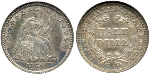 1/2 Dime / 5 Cent Estados Unidos de América (1776 - ) Cobre/Plata 