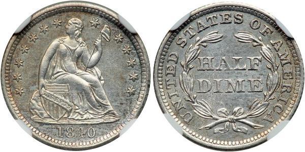 1/2 Dime / 5 Cent USA (1776 - ) Copper/Silver 