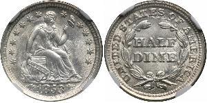 1/2 Dime / 5 Cent 美利堅合眾國 (1776 - ) 銀/銅 