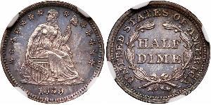 1/2 Dime / 5 Cent 美利堅合眾國 (1776 - ) 銀/銅 