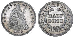1/2 Dime / 5 Cent 美利堅合眾國 (1776 - ) 銀/銅 