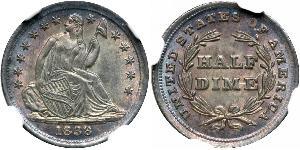 1/2 Dime / 5 Cent 美利堅合眾國 (1776 - ) 銀/銅 