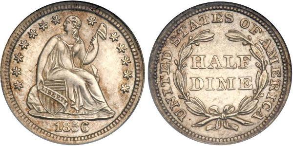 1/2 Dime / 5 Cent 美利堅合眾國 (1776 - ) 銀/銅 