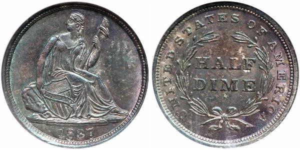 1/2 Dime / 5 Cent 美利堅合眾國 (1776 - ) 銀/銅 