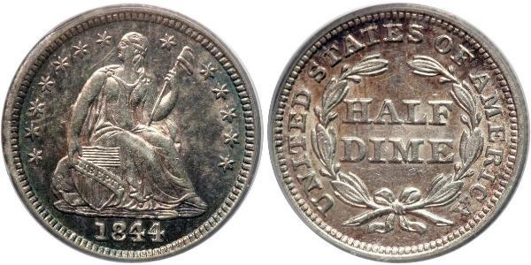 1/2 Dime / 5 Cent 美利堅合眾國 (1776 - ) 銀/銅 