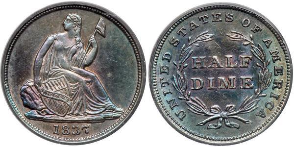1/2 Dime / 5 Cent 美利堅合眾國 (1776 - ) 銀/銅 