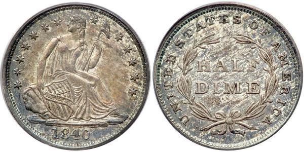 1/2 Dime / 5 Cent 美利堅合眾國 (1776 - ) 銀/銅 