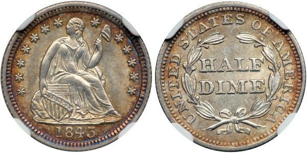 1/2 Dime / 5 Cent 美利堅合眾國 (1776 - ) 銀/銅 