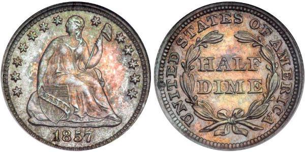 1/2 Dime / 5 Cent 美利堅合眾國 (1776 - ) 銀/銅 