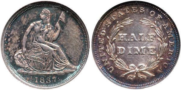 1/2 Dime / 5 Cent 美利堅合眾國 (1776 - ) 銀/銅 