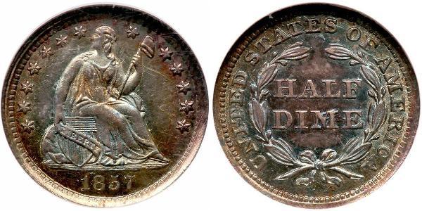 1/2 Dime / 5 Cent 美利堅合眾國 (1776 - ) 銀/銅 