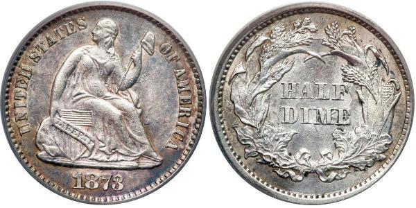 1/2 Dime / 5 Cent 美利堅合眾國 (1776 - ) 銀/銅 