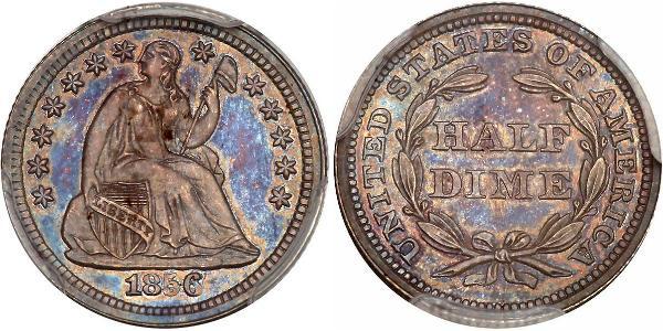 1/2 Dime / 5 Cent 美利堅合眾國 (1776 - ) 銀/銅 