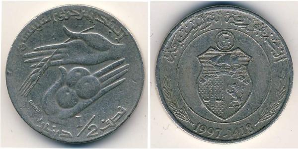 1/2 Dinar Tunesien Kupfer/Nickel 