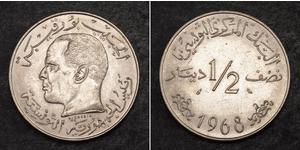 1/2 Dinar Tunisia 銀 