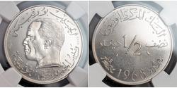 1/2 Dinaro Túnez Plata 
