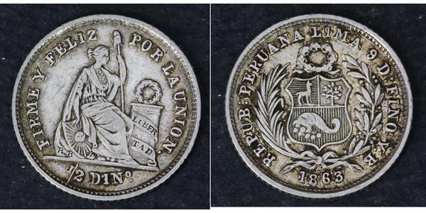 1/2 Dinero Perù Argento 