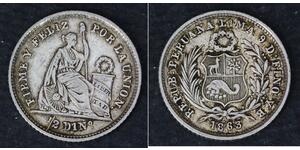 1/2 Dinero Peru Silber 