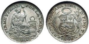 1/2 Dinero Peru Silver 