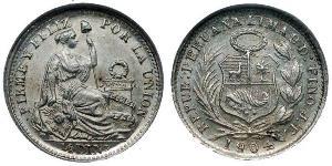 1/2 Dinero Peru Silver 