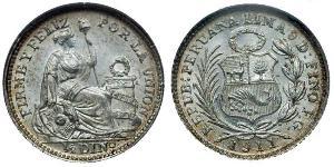 1/2 Dinero Peru Silver 