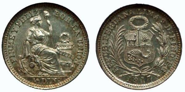 1/2 Dinero Peru Silver 