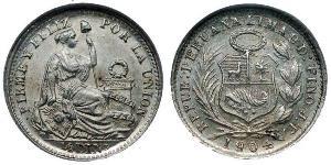 1/2 Dinero Перу Серебро 