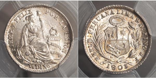 1/2 Dinero Перу Серебро 