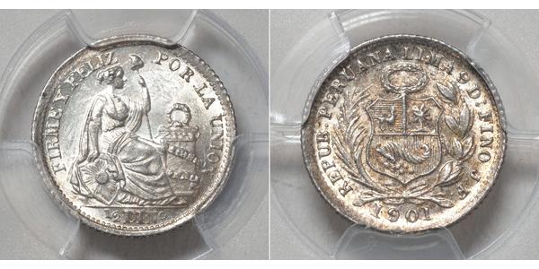1/2 Dinero Перу Серебро 