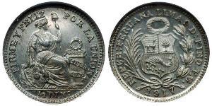 1/2 Dinero Перу Срібло 
