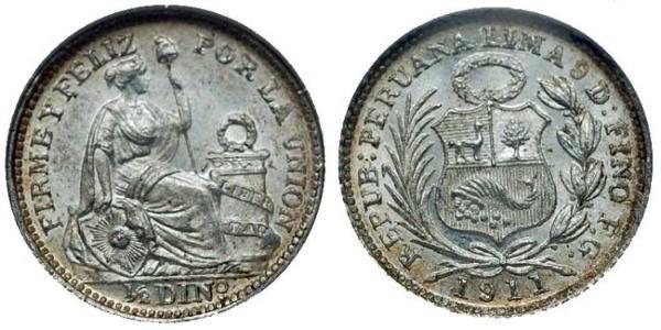 1/2 Dinero Перу Срібло 