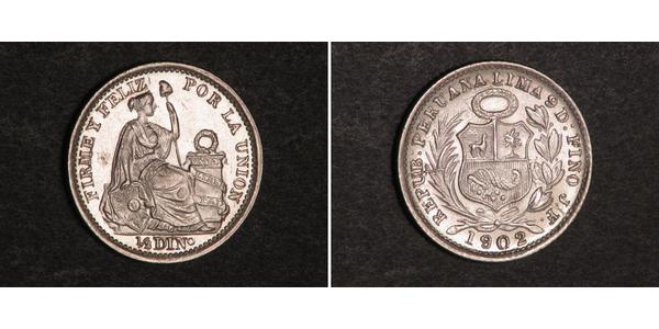 1/2 Dinero Перу Срібло 
