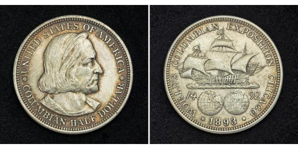 1/2 Dollar 美利堅合眾國 (1776 - ) 銀 克里斯托弗·哥伦布