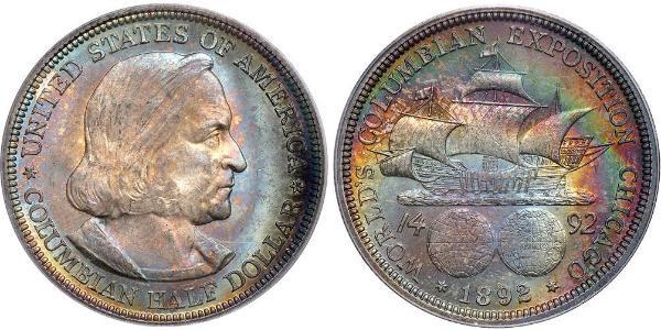 1/2 Dollar 美利堅合眾國 (1776 - ) 銀 克里斯托弗·哥伦布