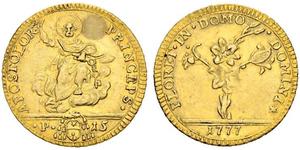 1/2 Doppia Kirchenstaat (752-1870) Gold Pius VI ( 1717-1799)